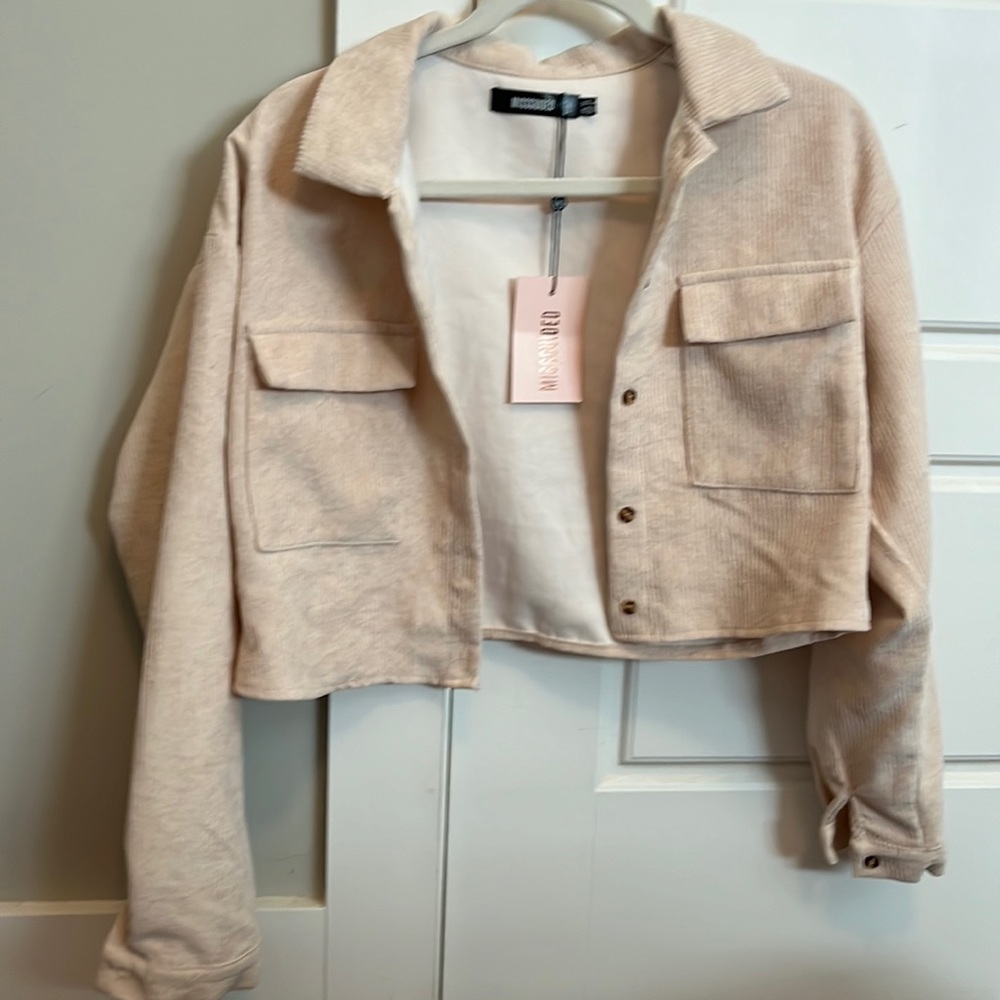 Cream cropped corduroy jacket